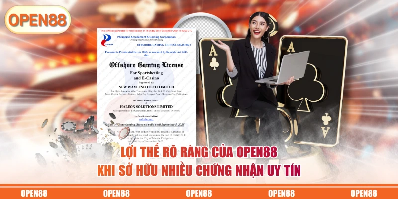Lợi thế rõ ràng của OPEN88 khi sở hữu nhiều chứng nhận uy tín